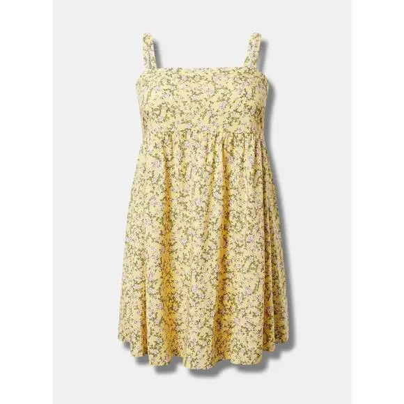 NWT Torrid Mini Challis Sleeveless Sundress Yellow Tinted Roses Size 4 4X 26 - Picture 6 of 6